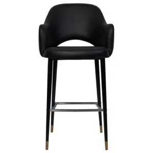 Albury Commercial Grade Vinyl Bar Stool, Metal Leg, Black / Black Brass by Eagle Furn, a Bar Stools for sale on Style Sourcebook