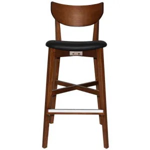 Rialto Commercial Grade Oak Timber Bar Stool, Vinyl Seat, Black / Light Walnut by Eagle Furn, a Bar Stools for sale on Style Sourcebook