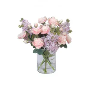 Artificial Lilac & Rose Bouquet in Glass Vase by Florabelle, a Plants for sale on Style Sourcebook