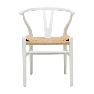 Megs Wishbone Dining Chair in White / Natural Seat by OzDesignFurniture, a Dining Chairs for sale on Style Sourcebook
