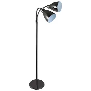 Retro Twin Flexible Neck Metal Floor Lamp, Gunmetal by Oriel Lighting, a Floor Lamps for sale on Style Sourcebook