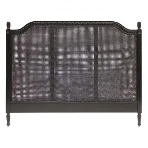 Lapalisse Hand Crafted Mahogany Timber & Rattan Bed Headboard, King, Black by Millesime, a Bed Heads for sale on Style Sourcebook