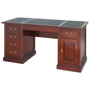 Tasmania Mahogany Timber Writing Desk with Leatherette Top, 160cm, Mahogany by Centrum Furniture, a Desks for sale on Style Sourcebook