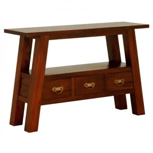 Showa Solid Mahogany Timber 3 Drawer Console Table - Mahogany by Centrum Furniture, a Console Table for sale on Style Sourcebook
