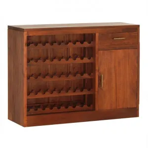 Paris Solid Mahogany Timber 1 Door 1 Drawer 120cm Sideboard with Wine Racks - Light Pecan by Centrum Furniture, a Sideboards, Buffets & Trolleys for sale on Style Sourcebook