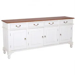 Queen Ann Mahogany Timber 4 Door 4 Drawer Buffet Table, 200cm, Caramel / White by Centrum Furniture, a Sideboards, Buffets & Trolleys for sale on Style Sourcebook