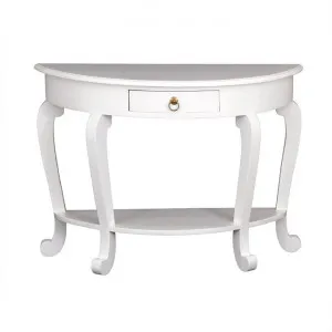 Cabriol Mahogany Timber Half Round Sofa Table, White by Centrum Furniture, a Console Table for sale on Style Sourcebook