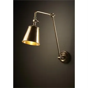 Cromwell Adjustable Metal Wall Lamp - Antique Brass by Emac & Lawton, a Wall Lighting for sale on Style Sourcebook