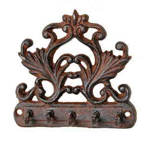 Formal Cast Iron 5 Hook Key Hanger, Antique Rust by Mr Gecko, a Wall Shelves & Hooks for sale on Style Sourcebook