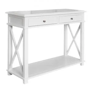 Phyllis Birch Timber 2 Drawer Console Table, 110cm, White by Manoir Chene, a Console Table for sale on Style Sourcebook