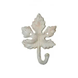 Grape Leaf Cast Iron Wall Hook, Antique White by Mr Gecko, a Wall Shelves & Hooks for sale on Style Sourcebook