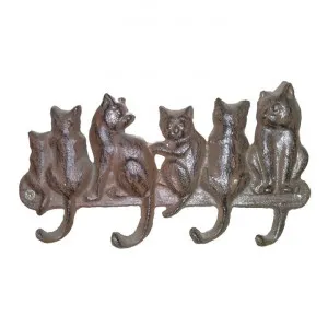 Sitting Cats Cast Iron Wall Hook, Antique Rust by Mr Gecko, a Wall Shelves & Hooks for sale on Style Sourcebook