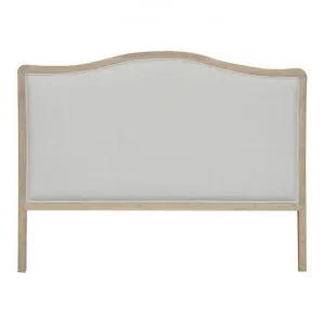 Maison Linen & Oak Timber Bed Headboard, King, Weathered Oak / Oatmeal by Manoir Chene, a Bed Heads for sale on Style Sourcebook