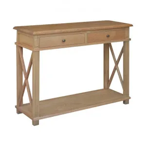 Phyllis Oak Timber 2 Drawer Console Table, 110cm, Natural Oak by Manoir Chene, a Console Table for sale on Style Sourcebook