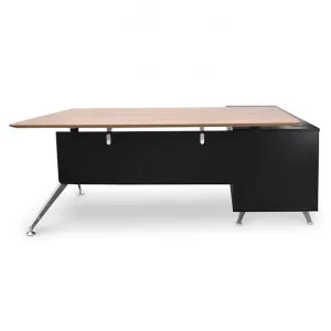 Milando Executive Office Desk with Left Return, 195cm, Walnut / Black by Conception Living, a Desks for sale on Style Sourcebook