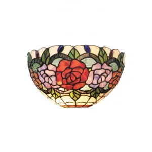 Rose Garden Tiffany Style Stained Glass Uplighter Wall Sconce by GG Bros, a Wall Lighting for sale on Style Sourcebook