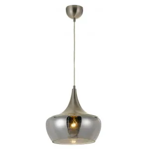 Landy Metal & Glass Pendant Light, Nickel / Smoke by Telbix, a Pendant Lighting for sale on Style Sourcebook