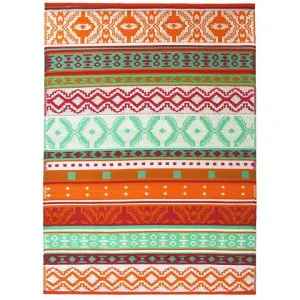 Chatai Kuno Reversible Outdoor Rug, 90x150cm, Orange / Green by Artisan Decor, a Outdoor Rugs for sale on Style Sourcebook