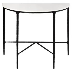 Heston Marble & Iron Demilune Table, 90cm, Black by Cozy Lighting & Living, a Console Table for sale on Style Sourcebook