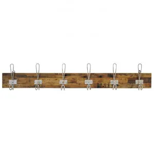 Perin Recycled Teak Timber & Metal Hanger, 6 Hook, Rustic White / Sandblasted Natural by Chateau Legende, a Wall Shelves & Hooks for sale on Style Sourcebook