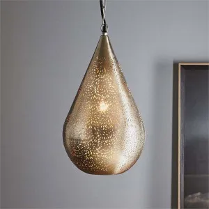 Aquarius Perforated Metal Pendant Light, Teardrop, Medium, Nickel by Zaffero, a Pendant Lighting for sale on Style Sourcebook