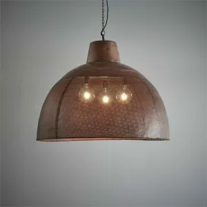 Riva Perforated Iron Dome Pendant Light, Extra Large, Antique Copper by Zaffero, a Pendant Lighting for sale on Style Sourcebook