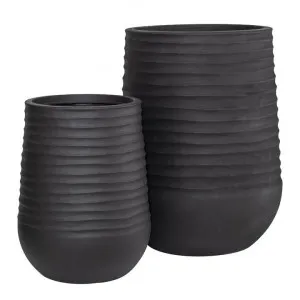 Ryker 2 Piece Stonelite Planter Set, Black by Rogue, a Plant Holders for sale on Style Sourcebook