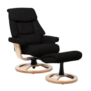 Reggie Recliner Chair + Ottoman in Black / Natural Leg by OzDesignFurniture, a Chairs for sale on Style Sourcebook