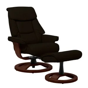 Reggie Recliner Chair + Ottoman in Black / Chocolate Leg by OzDesignFurniture, a Chairs for sale on Style Sourcebook