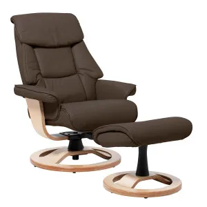 Reggie Recliner Chair + Ottoman in Chocolate / Natural Leg by OzDesignFurniture, a Chairs for sale on Style Sourcebook