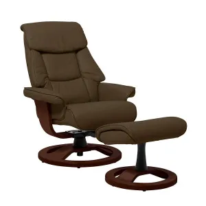 Reggie Recliner Chair + Ottoman  in Chocolate / Chocolate Leg by OzDesignFurniture, a Chairs for sale on Style Sourcebook