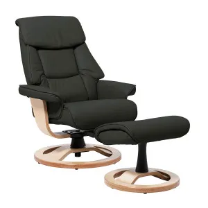 Reggie Recliner Chair + Ottoman in Charcoal / Natural Leg by OzDesignFurniture, a Chairs for sale on Style Sourcebook