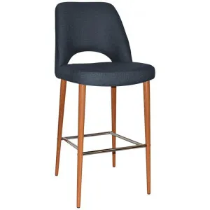 Albury Commercial Grade Gravity Fabric Bar Stool, Metal Leg, Navy / Light Oak by Eagle Furn, a Bar Stools for sale on Style Sourcebook