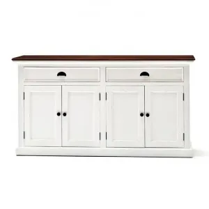 Halifax Contrast Mahogany Timber 4 Door 2 Drawer Buffet Table, 145cm, Brown / Distressed White by Novasolo, a Sideboards, Buffets & Trolleys for sale on Style Sourcebook