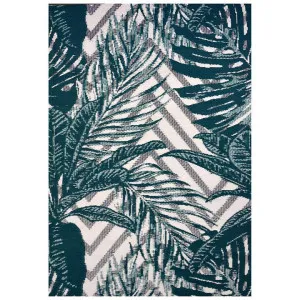 Chatai Tropical Forest Reversible Outdoor Rug, 240x150cm, Dark Green/White by Artisan Decor, a Outdoor Rugs for sale on Style Sourcebook