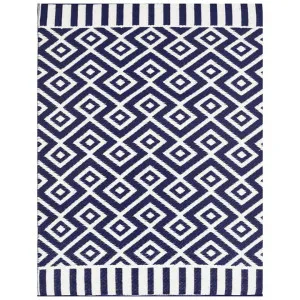 Chatai Aztec No.002 Reversible Outdoor Rug, 240x150cm, Navy/White by Artisan Decor, a Outdoor Rugs for sale on Style Sourcebook