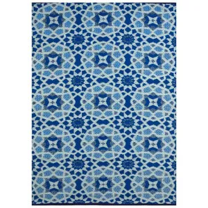Chatai kaleidoscope Reversible Outdoor Rug, 240x150cm, Blue by Artisan Decor, a Outdoor Rugs for sale on Style Sourcebook
