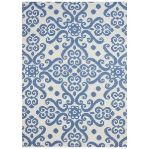 Chatai Toscana Reversible Outdoor Rug, 240x150cm, Azure/White by Artisan Decor, a Outdoor Rugs for sale on Style Sourcebook