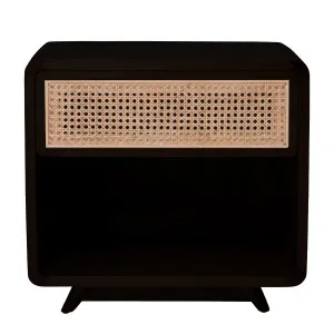 Willow Bedside Table 60cm in Mangowood Black / Rattan by OzDesignFurniture, a Bedside Tables for sale on Style Sourcebook