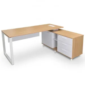 Lacasa Executive Office Desk, Right Return, 180cm, Natural / White by Conception Living, a Desks for sale on Style Sourcebook