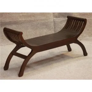 Quon Liam Mahogany Timber Curved Bench, 130cm, Chocolate by Centrum Furniture, a Benches for sale on Style Sourcebook
