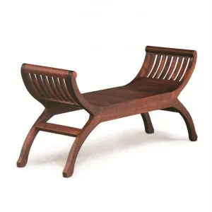 Quon Liam Mahogany Timber Curved Bench, 130cm, Mahogany by Centrum Furniture, a Benches for sale on Style Sourcebook