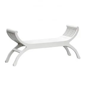 Quon Liam Mahogany Timber Curved Bench, 130cm, White by Centrum Furniture, a Benches for sale on Style Sourcebook