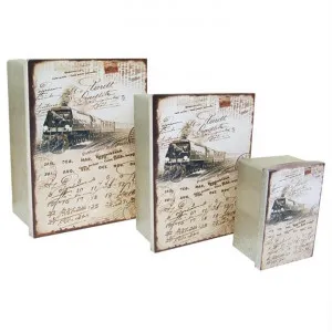 Set of 3 Square Train Metal Box by LIVGGO, a Decorative Boxes for sale on Style Sourcebook