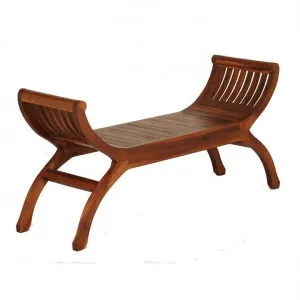 Quon Liam Mahogany Timber Curved Bench, 130cm, Light Pecan by Centrum Furniture, a Benches for sale on Style Sourcebook