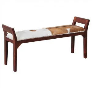 Dacey Mahogany Timber Double Bench with Goat Hide Seat, Mahogany by Centrum Furniture, a Benches for sale on Style Sourcebook