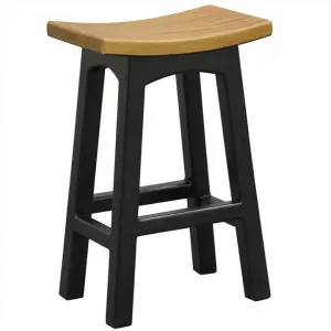 Showa Mahogany Timber Saddle Counter Stool, Caramel / Black by Centrum Furniture, a Bar Stools for sale on Style Sourcebook