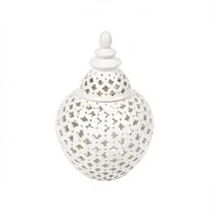 Miccah Porcelain Temple Jar, Large, White by Cozy Lighting & Living, a Vases & Jars for sale on Style Sourcebook