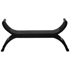 Liam Mahogany Timber Curved Bench, 126cm, Black by Centrum Furniture, a Benches for sale on Style Sourcebook