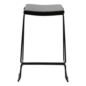 Kiel Metal Counter Stool, PU Seat, Black by Conception Living, a Bar Stools for sale on Style Sourcebook